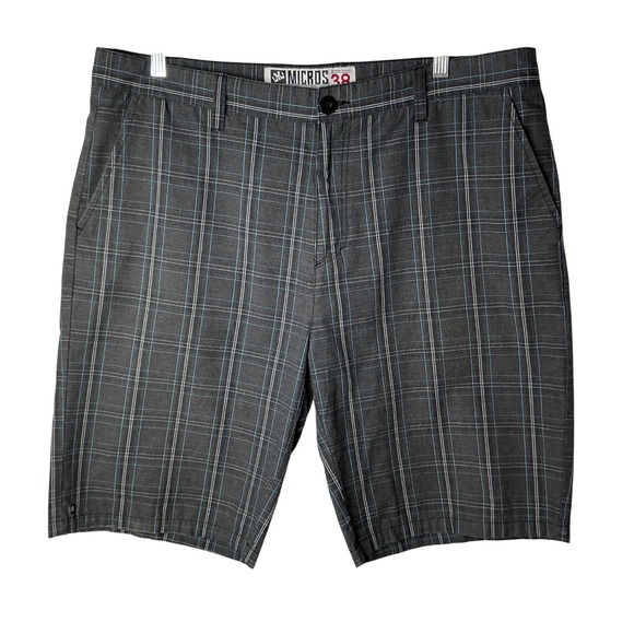 Micros Other - Micros Mens Plaid Cargo Shorts Gray Teal Size 38 Flat Front Skater Utility Y2K